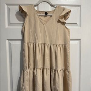 SHEIN Tan Ruffle Sleeve Dress